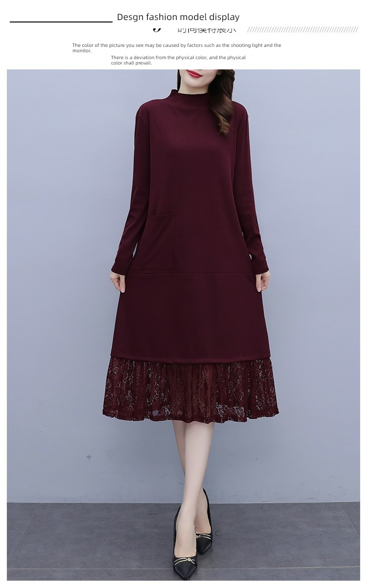 Medium length Half high collar fashion Inner lap knitting sweater