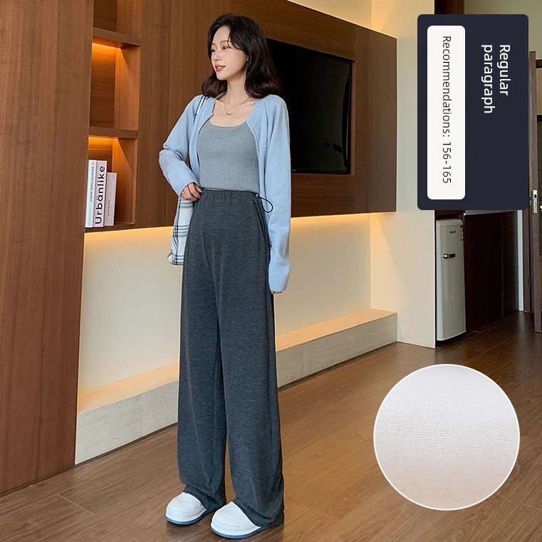 Maternity Pants for Spring and Autumn, Wide-Leg Pants for Outdoor Wear, Fleece-Lined and Thickened, Do Not Tighten on the Belly during Pregnancy, — 8