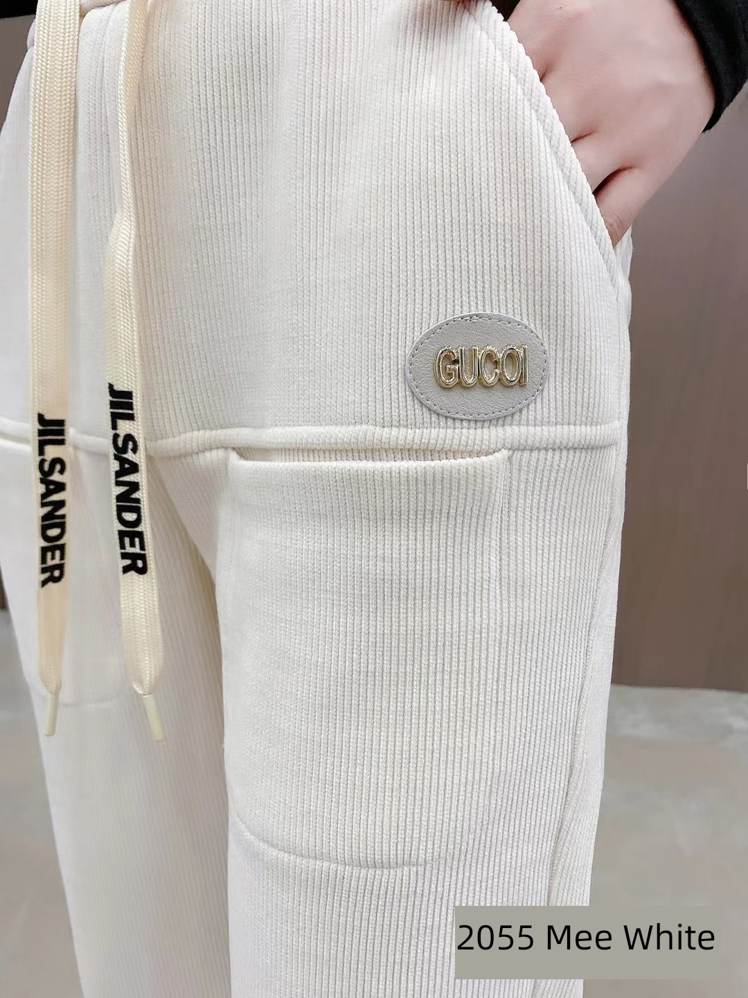 stripe soft Bundle leg Elastic waist commute leisure time trousers