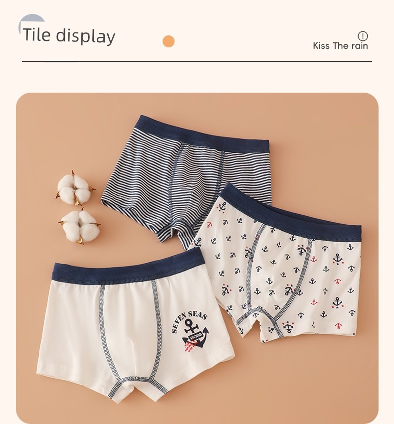 3 PCs No Side Seam Cotton Elastic Children's Underpants — 19