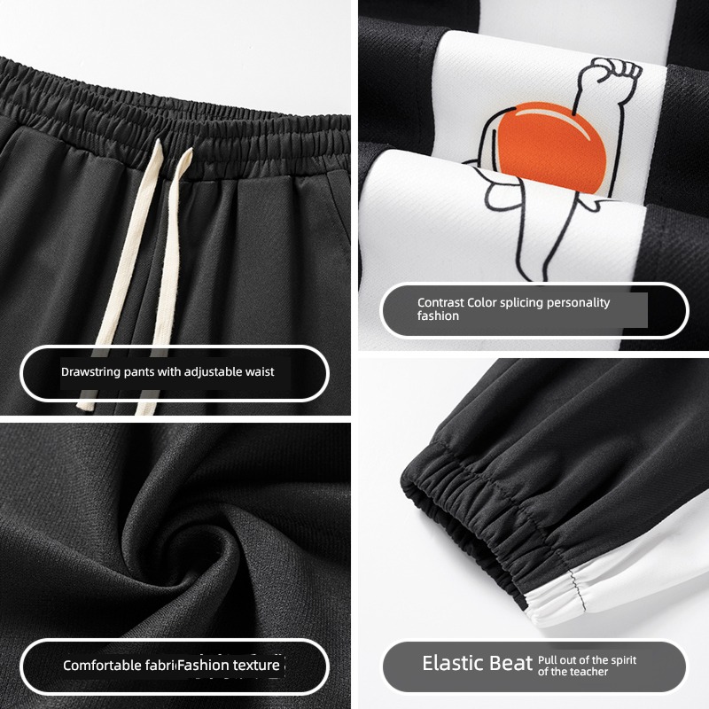 interest astronaut printing Collision edge sweatpants  easy Cartoon