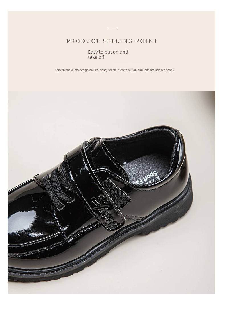 Boys' Black Leather Performance Shoes, Children's 2026 New Model, Comfortable Host-Style Shoes for Boys, Stylish and Comfortable for Long Standing — 11