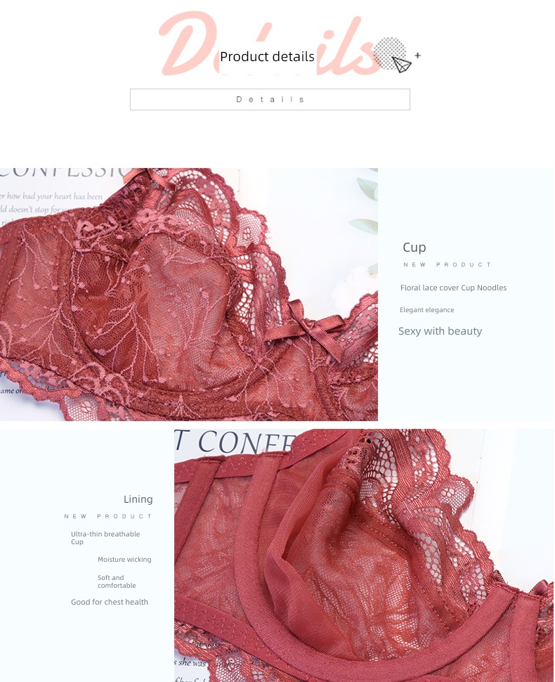 Bras sexy ultrathin paragraph Full transparency autumn Lace