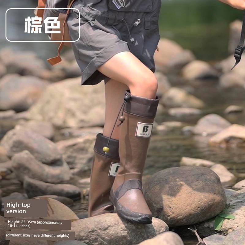 Japanese Style Knee High Rubber Men and Women Same Style Children's Rain Boots — 1