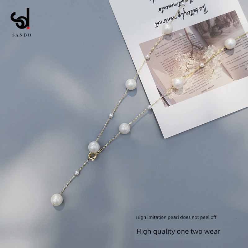 babysbreath female Minority Design Light luxury Pearl Necklace