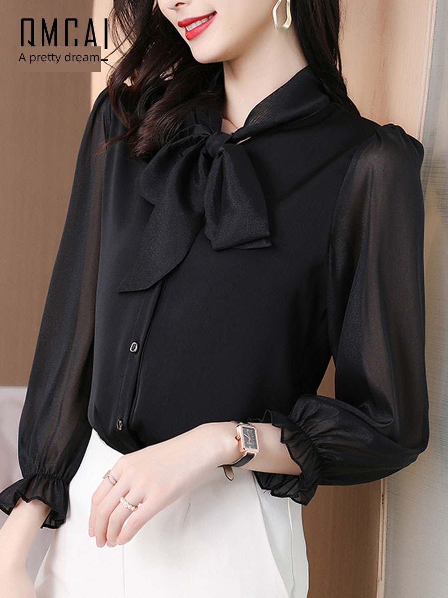 white Sense of design fashion jacket Chiffon shirt