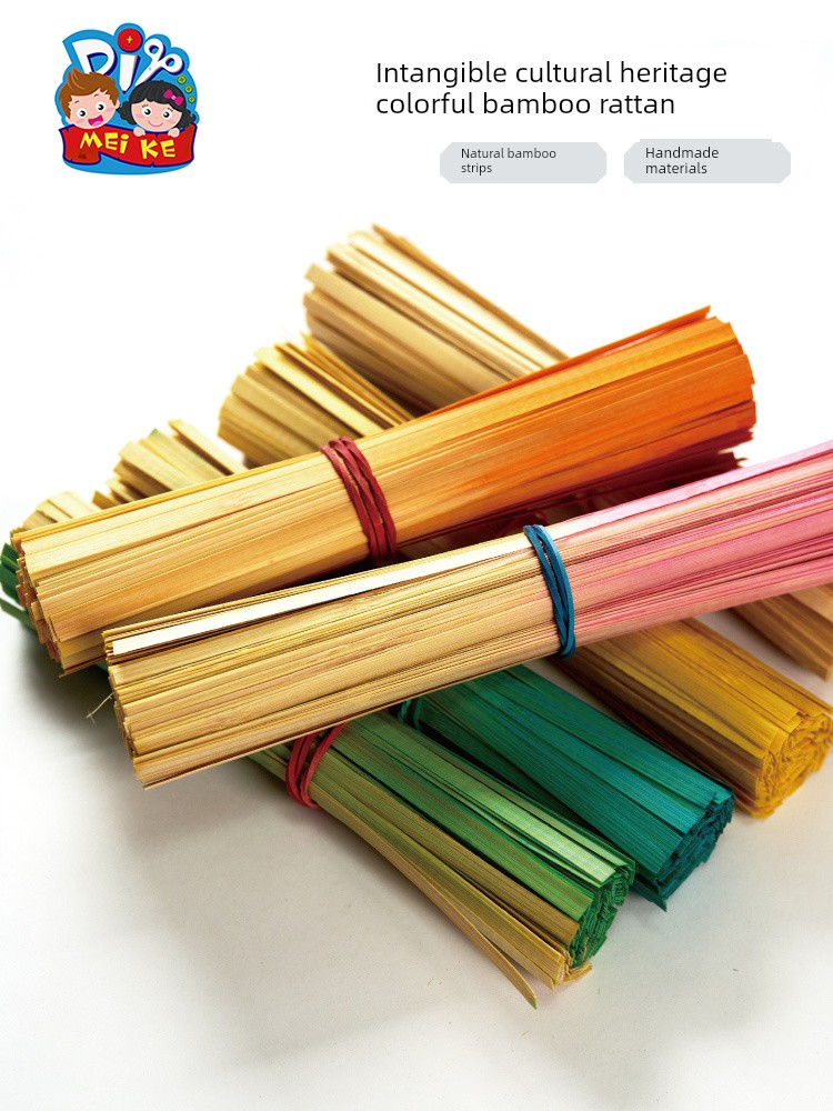 Mid-Autumn Festival Intangible Cultural Heritage Colorful Bamboo Strips DIY Material Kit Bamboo Weaving Team Building Kindergarten Weaving Decorations