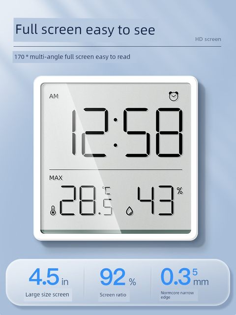 Thermometer, household indoor precision wall hanging digital display electronic temperature and humidity meter, baby room wall hanging temperature and humidity meter