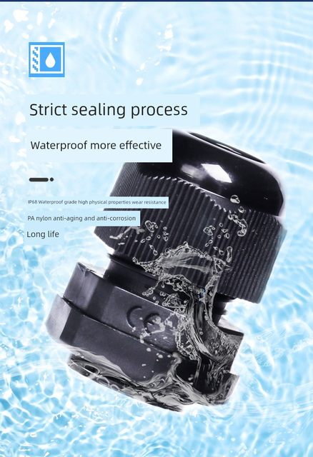 PG/M type nylon cable threading Greyland head plastic waterproof joint external thread seal fixed filler box
