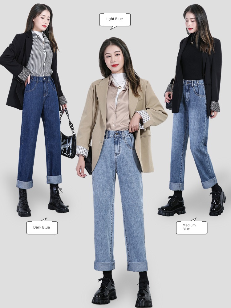 easy spring and autumn High waist pear-shaped body  Curling Jeans