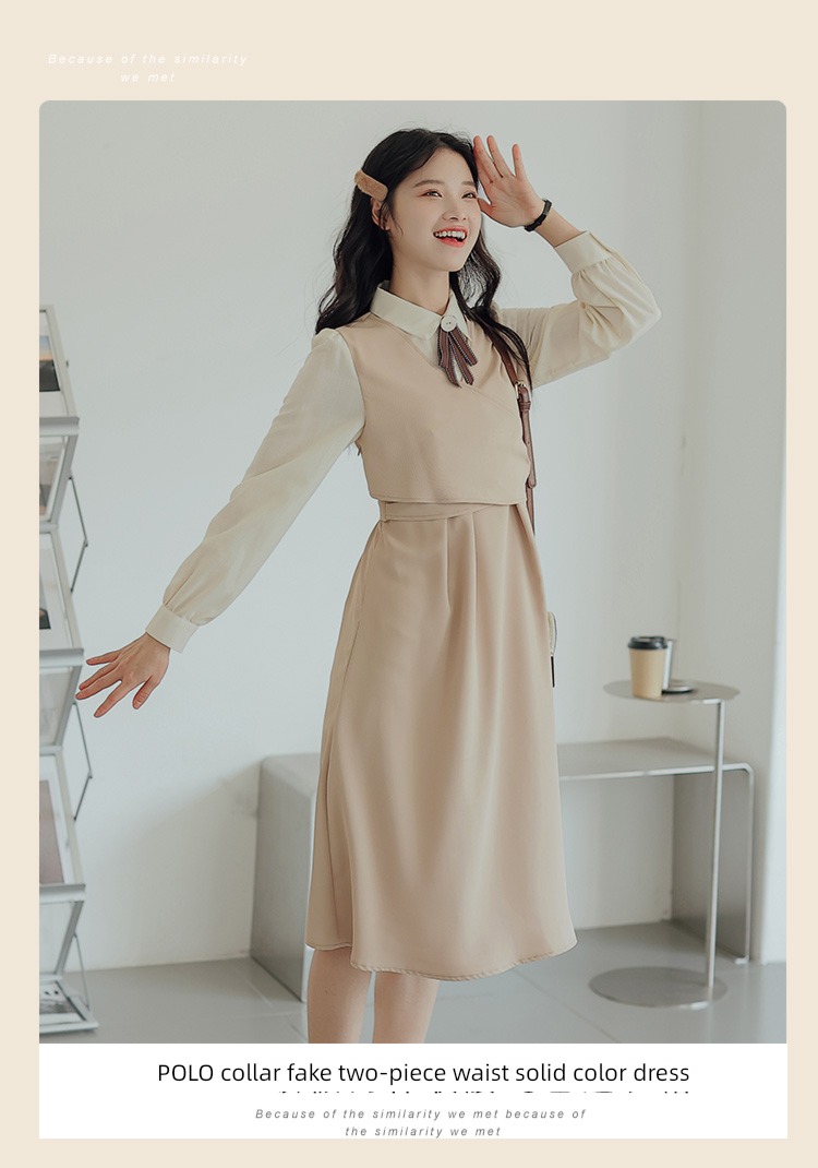 Autumn and winter Academic atmosphere teacher interview Shirt skirt Fake two