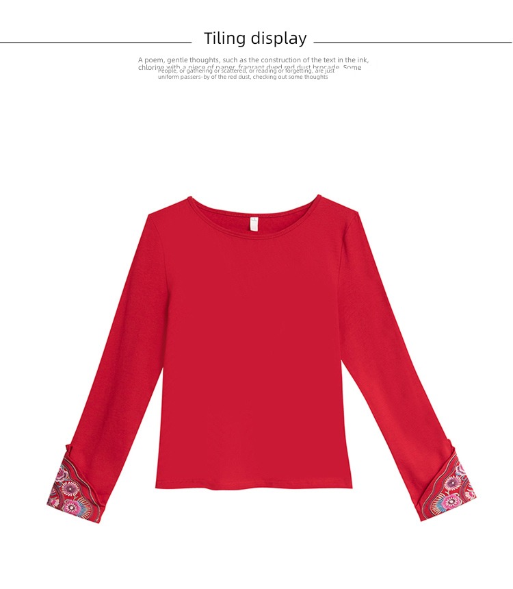 Long sleeve ma'am T-shirt Famous family style Undershirt Embroidery