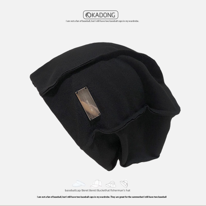 winter Tide money Big head circumference spring and autumn dark grey male Confinement cap