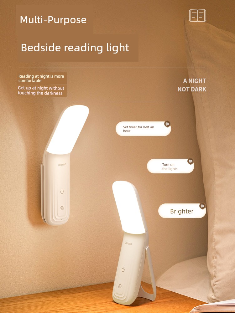 Wanhuo Small Night Light for Bedroom, Eye-Protection Bedside Reading Lamp, Magnetic Charging Desk Lamp for Dormitory, Ultra-Long Battery Life