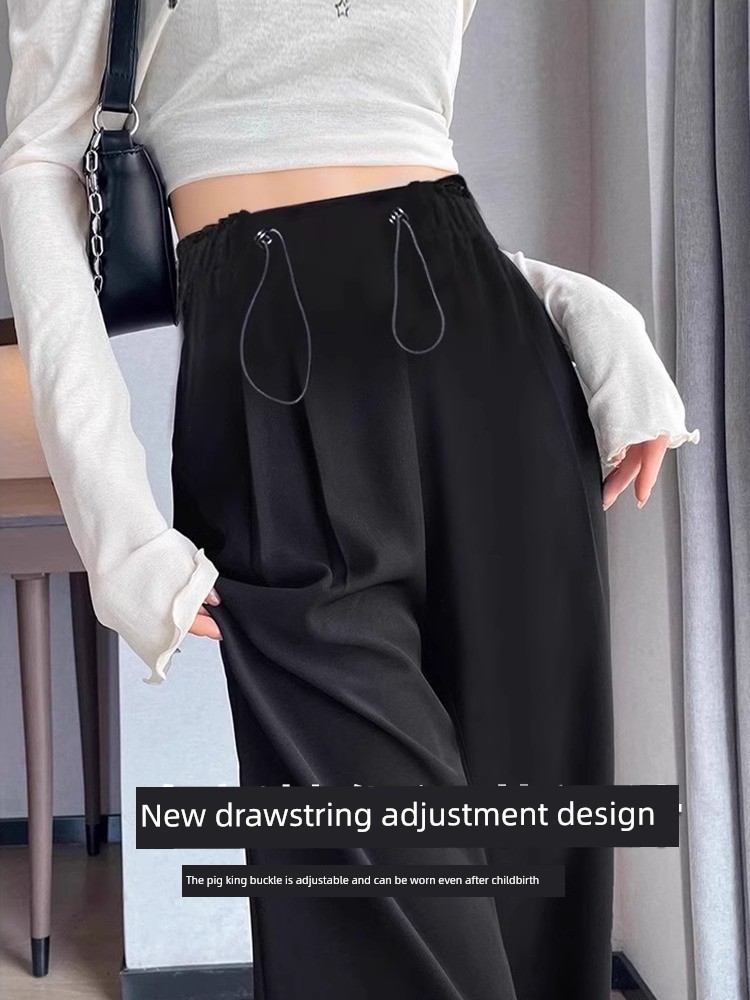 Maternity Pants for Outdoor Wear, Spring and Autumn 2026 New Style, Drawstring, No Belly Support, Plus Size, Petite, Straight-Leg Suit Pants, Wide-Leg Pants — 4