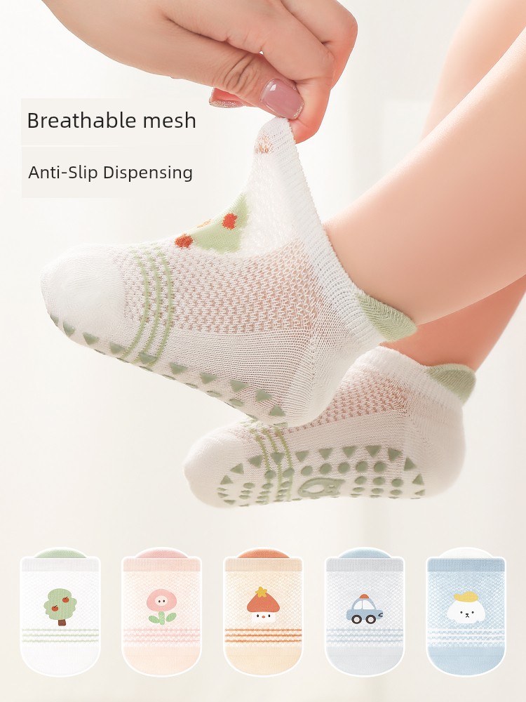 Baby Floor Socks, Summer Thin Non-Slip Cooling Socks for Infants, Indoor Walking Socks for Young Children, One-Year-Old Mesh Socks