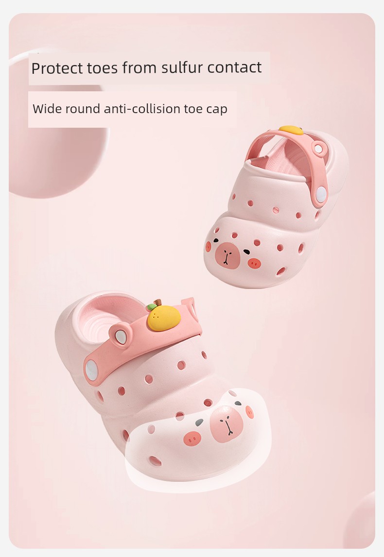 Pig Daddy Baby Slippers for Girls, Summer Non-Slip Bathroom Shoes for Infants and Toddlers, Children's Clogs for Boys, Beach Shoes — 6