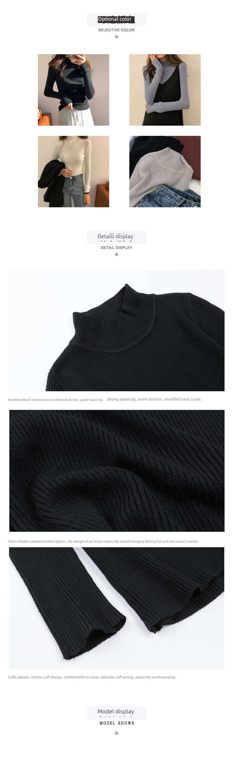 autumn white Half high collar Thin money Self-cultivation Inner lap sweater