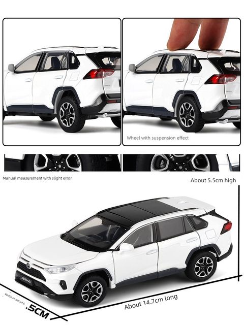 Simulation JKM 1/32 Toyota RAV4 Rongfang alloy car model sound and light steering shock absorption model boy toy car