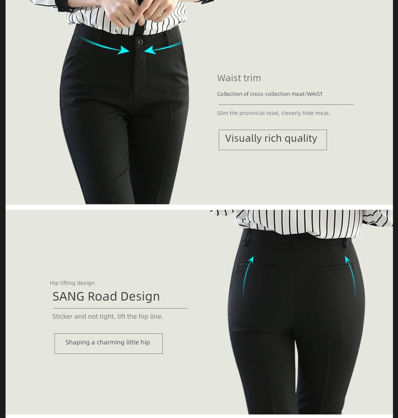 middle-waisted Self-cultivation Show thin Women formal wear occupation Western-style trousers