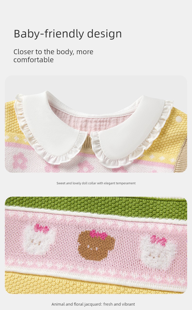 Pure Cotton Era Girls' Dress and Vest Set, Long-Sleeve Dress, Gauze Pure Cotton, New Spring/Summer Model, Same Style as in Stores — 12