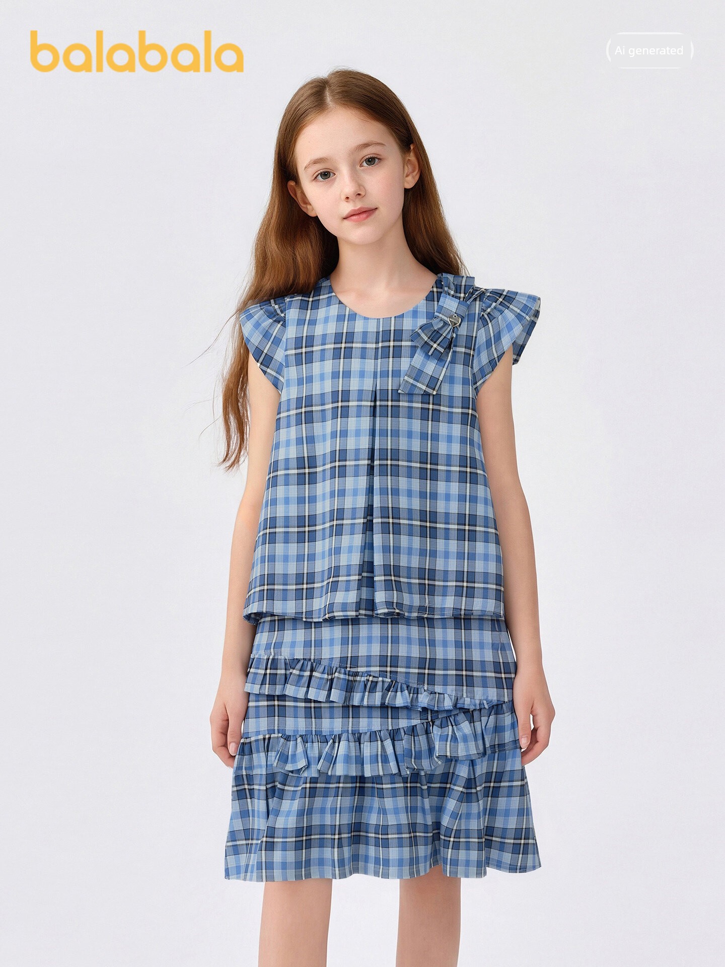 [Same Style as in the Mall] Balabala Children's Clothing Girls' Dress 2026 New Summer Dress Princess Dress