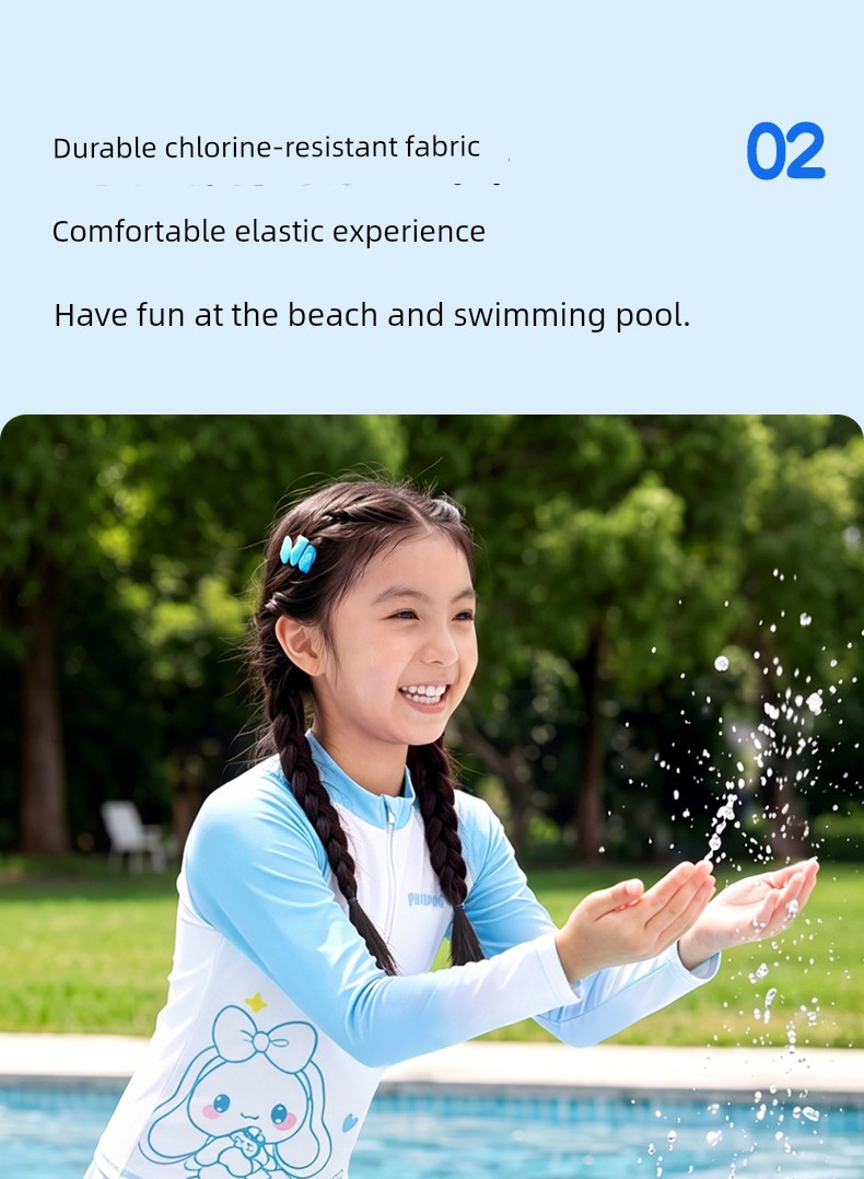 Children's Swimsuit Girls' Long-Sleeved Long-Pants Split Sun-Protective Quick-Dry Skin-Friendly High-Elastic Hot Spring Vacation Training Swimming Set — 8