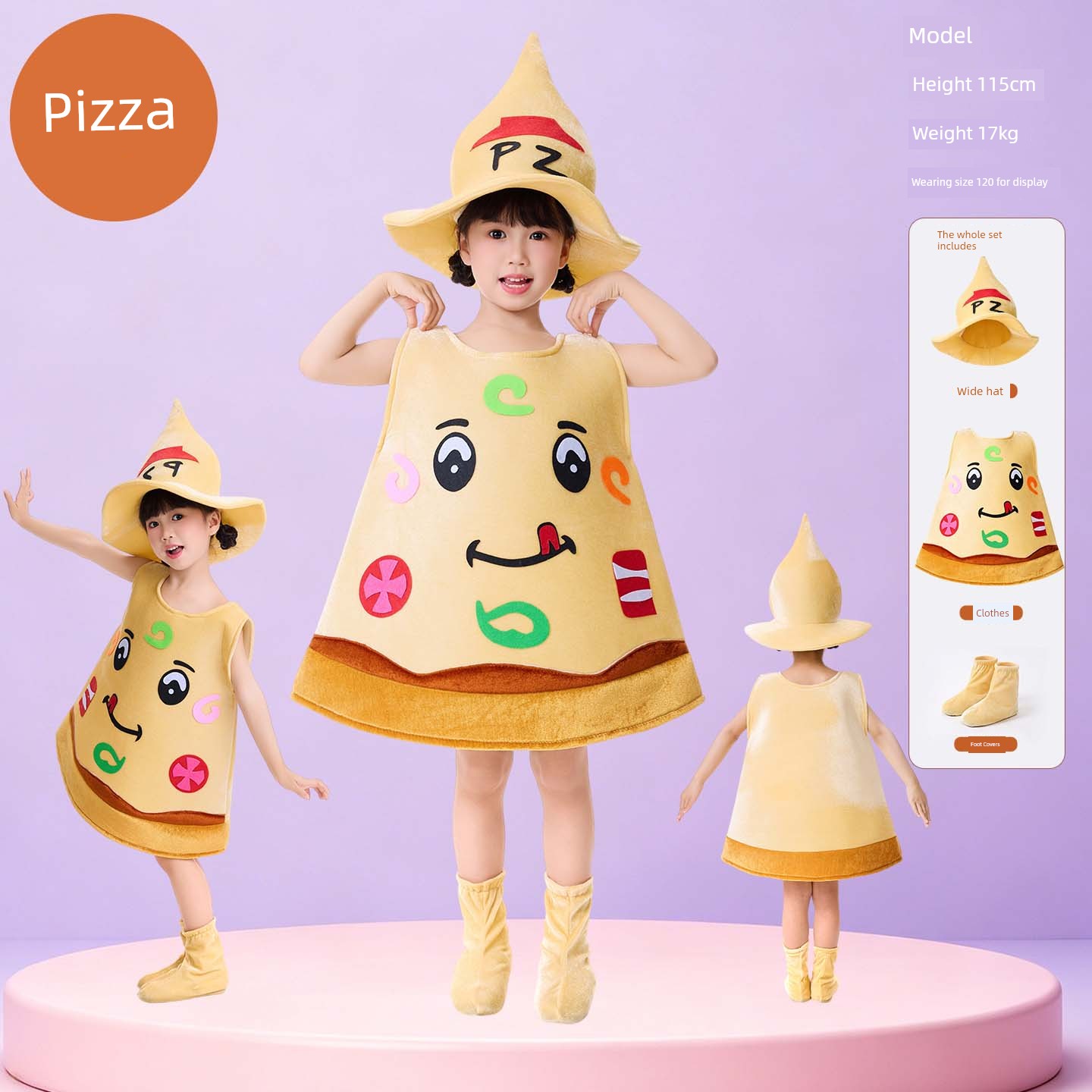 Children's Food Cartoon Performance Costumes Pizza Fries Cola Burger Bread Children's Day Kindergarten Parent-Child Stage Performance — 2