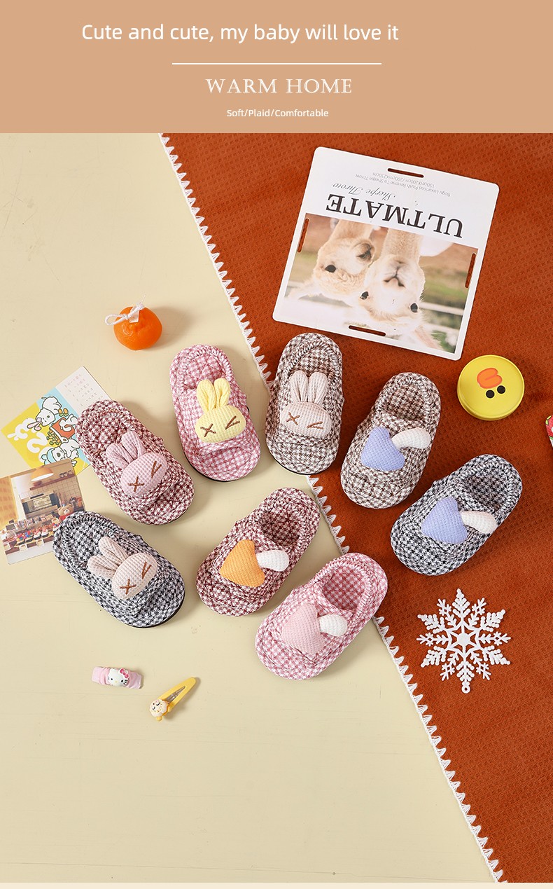 Children's Cloth Cotton Slippers Toddler Little Girl 1-2-3 Years Old Non Slip Soft Bottom Home Shoes Baby Slippers — 1