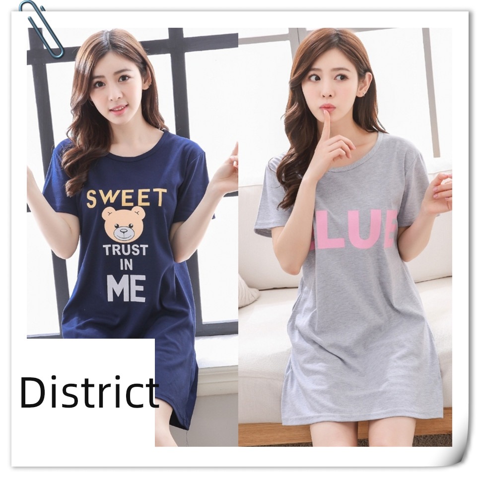 Internet celebrity pure cotton ma'am T-shirt summer Medium and long term Nightdress