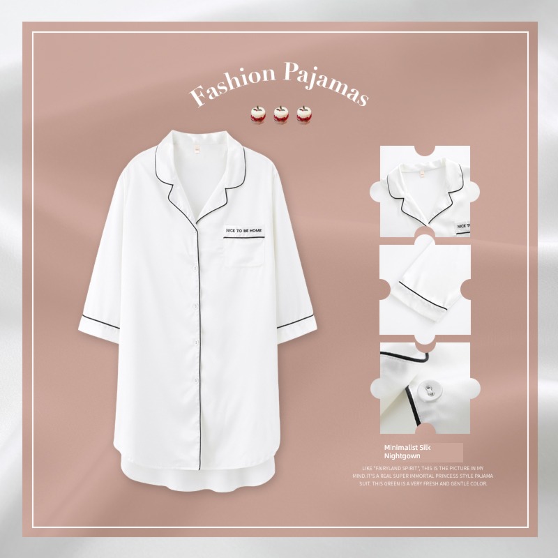Mrs. sley Little sexy summer silk shirt pajamas