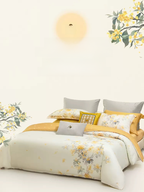 Mengjie Home Textile Frosted Four-Piece Quilt Cover 248x248 Bed Sheet Fully Pure Cotton Thickened Autumn and Winter High-end 2024 New Products