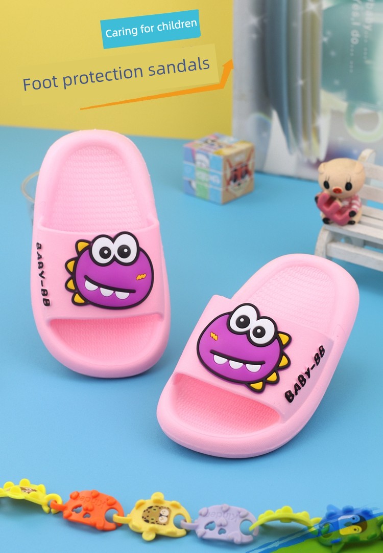 Boys' Baby Slippers, Indoor Slippers for Children Aged 1.5 Years, Non-Slip Slippers for 3-6 Year Old Girls, Cartoon Dinosaur Home Slippers — 1