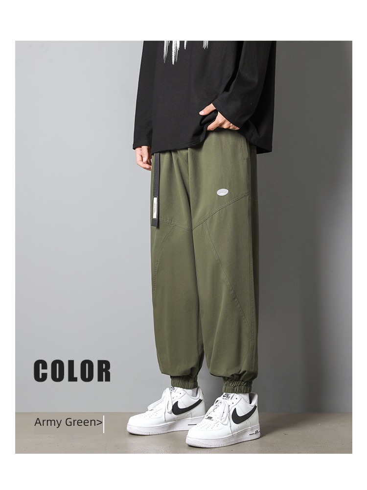 khaki Spring and Autumn leisure time Bundle leg pure cotton trousers