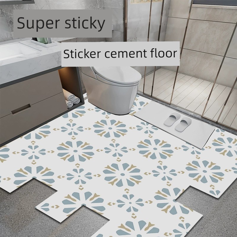 時尚簡約PVC防水地板貼 衛生間浴室防滑耐磨牆貼紙 (8.3折)