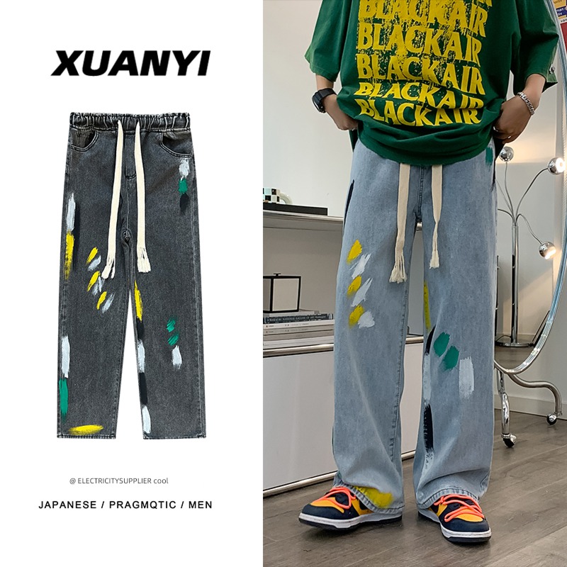 Chaopai Graffiti American style Hip hop summer work clothes Jeans