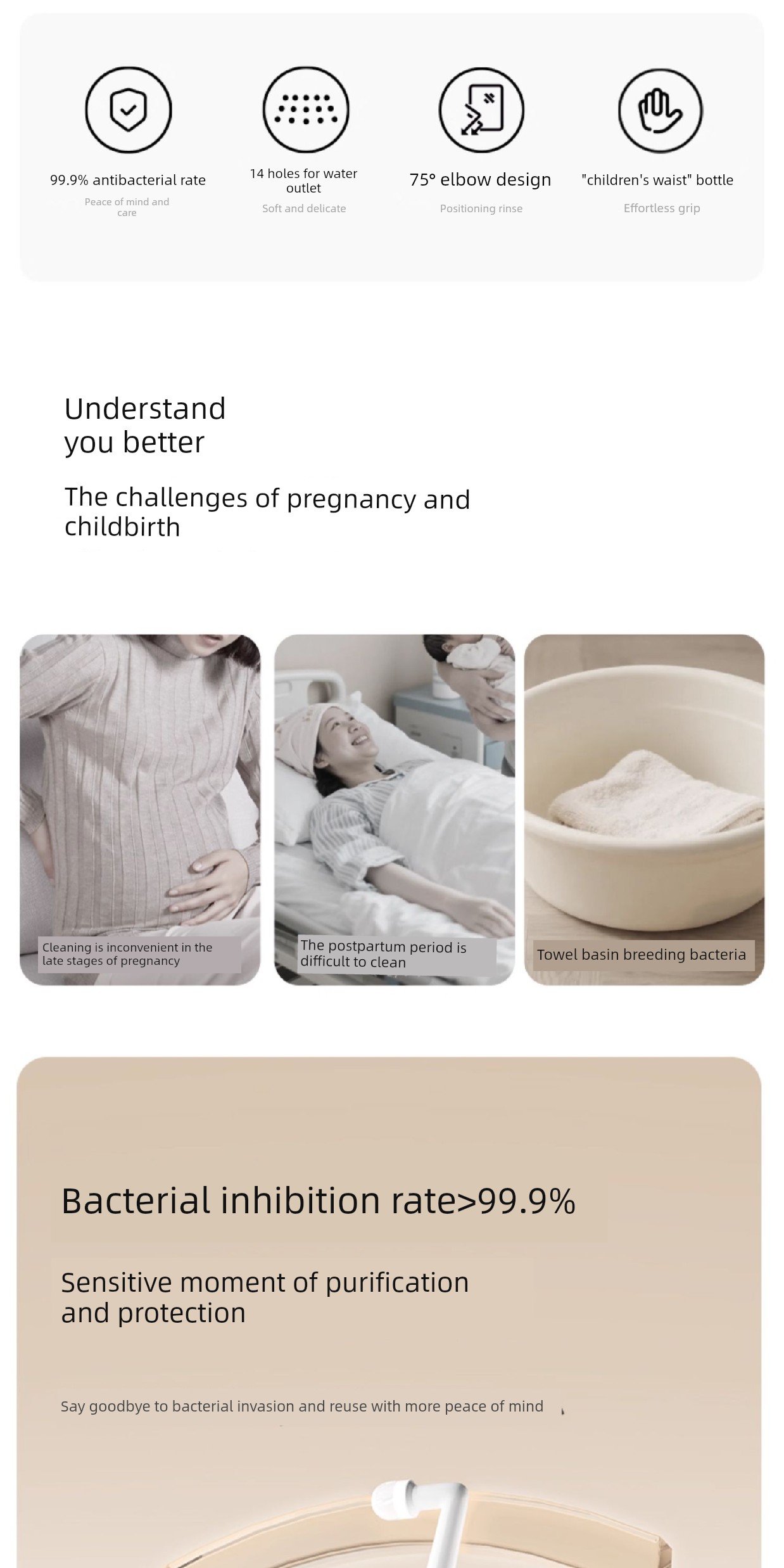 October Crystal Maternity and Postpartum Women's Private Part Washer, Portable Cleaning Bottle for Buttocks, Anus, and Perineum — 3