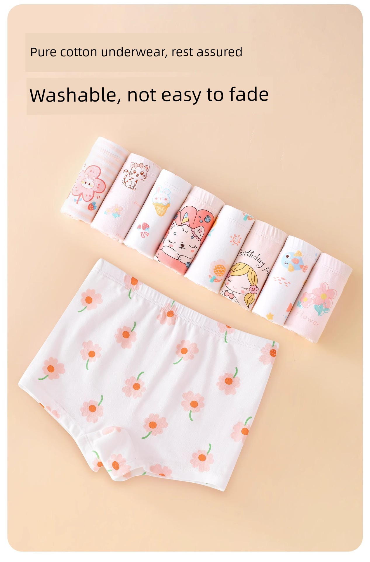 All-Cotton Girls' Underwear, Pure Cotton Boxer Shorts for Children, Baby Girls' Shorts, All-Cotton A-Class, Non-Binding on the Buttocks — 8