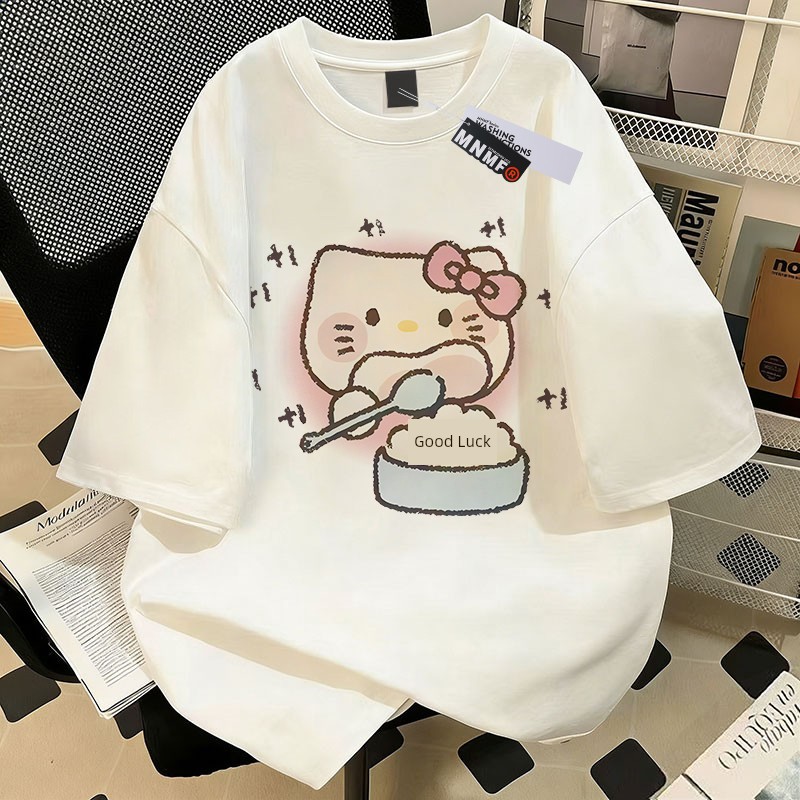Girls' Pure Cotton Short-Sleeve T-Shirt, Summer 2026 New Style, Featuring Shark and Kitten Designs, Trendy and Versatile Half-Sleeve Top for Older Children — 28