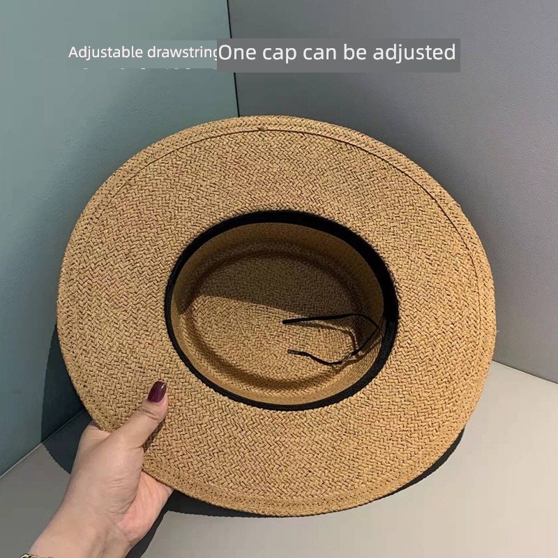 Internet celebrity French seaside female summer Flat edge sandy beach Straw hat