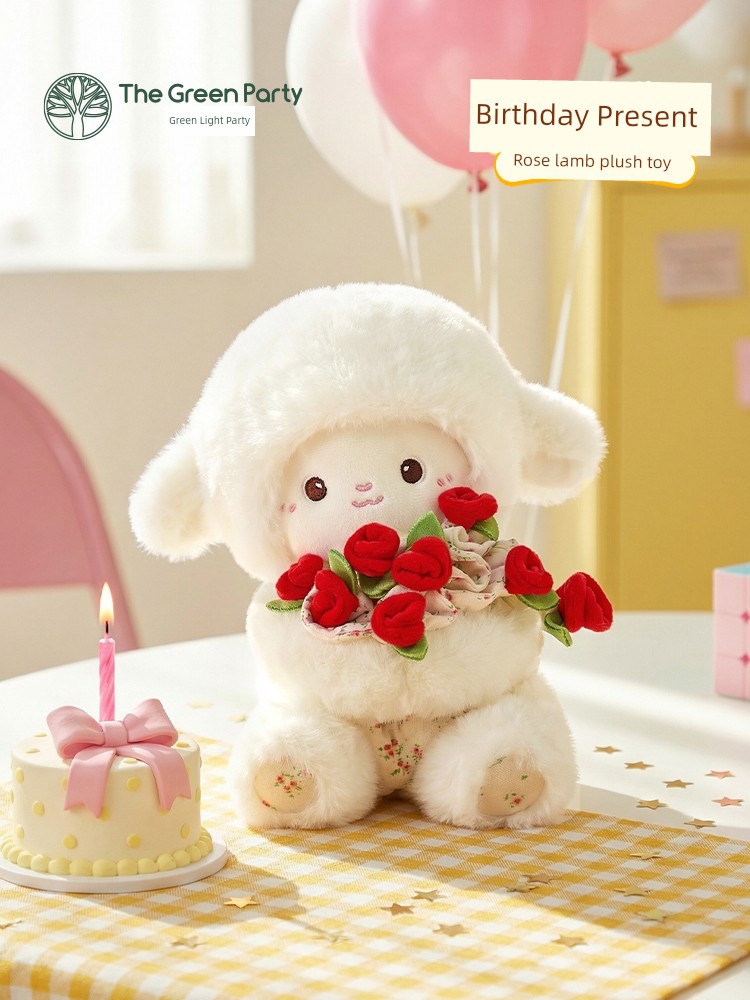 Rose Flower Lamb Doll Plush Toy Children's Day Gift for Girls Gift Box Thegreenparty Plush Doll