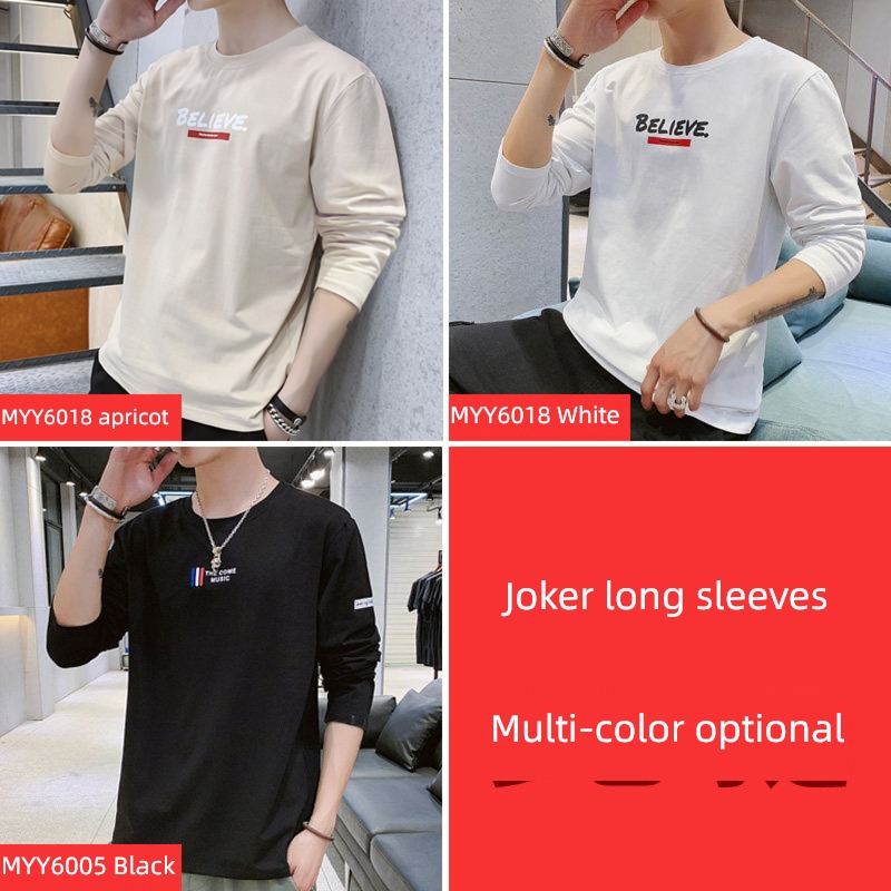 NGGGN man pure cotton Round neck leisure time Long sleeve T-shirt
