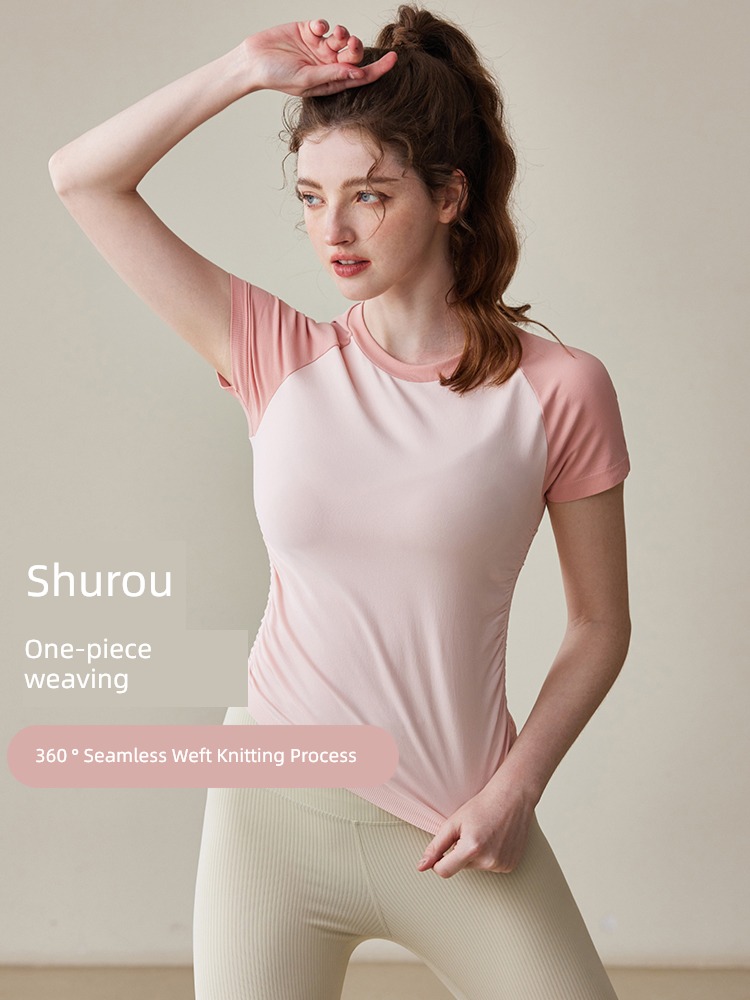 female summer Short sleeve pilates train T-shirt Yoga clothes