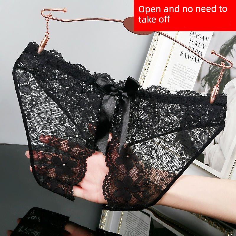 Couple's Shorts, Passionate Crotchless Panties, Thong with Opening, Sexy Mesh, Super Hot Thong Underwear, Lace for Women — 4