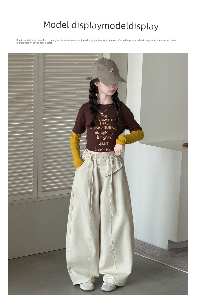 Junior High School Girls' Pants Autumn 2026 New Style Girls' Straight-Leg Workwear Pants Children's Autumn Wide-Leg Pants — 11
