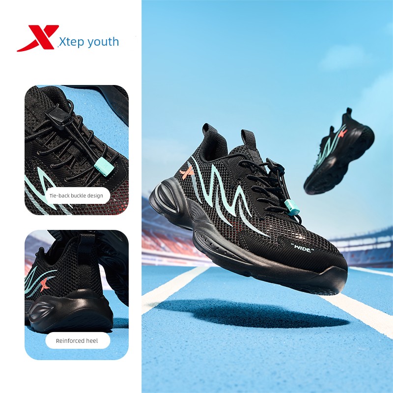 Xtep Children's Shoes Autumn New Model Boys' Sports Shoes with Buckle Breathable Mesh Running Shoes for Older Children Wide-Fit Shoes — 3