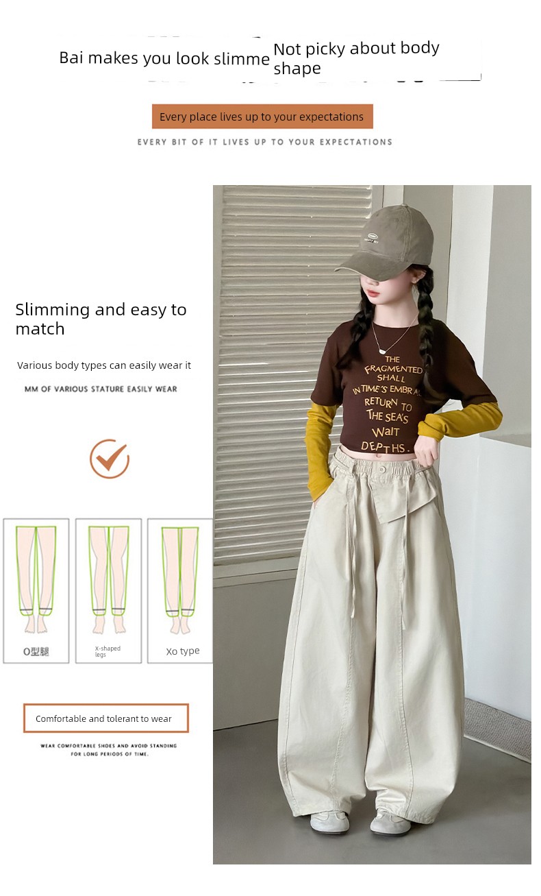 Junior High School Girls' Pants Autumn 2026 New Style Girls' Straight-Leg Workwear Pants Children's Autumn Wide-Leg Pants — 8