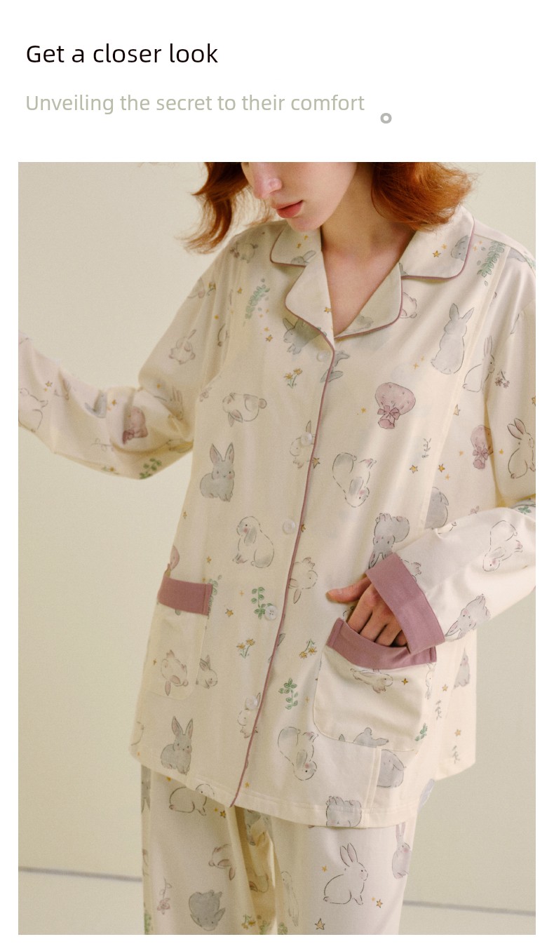 Sohiwoo Postpartum Clothing Autumn and Winter Style Pure Cotton Sweat-Absorbent Pajamas for Pregnant Women Special Postpartum Nursing Home Clothes — 42