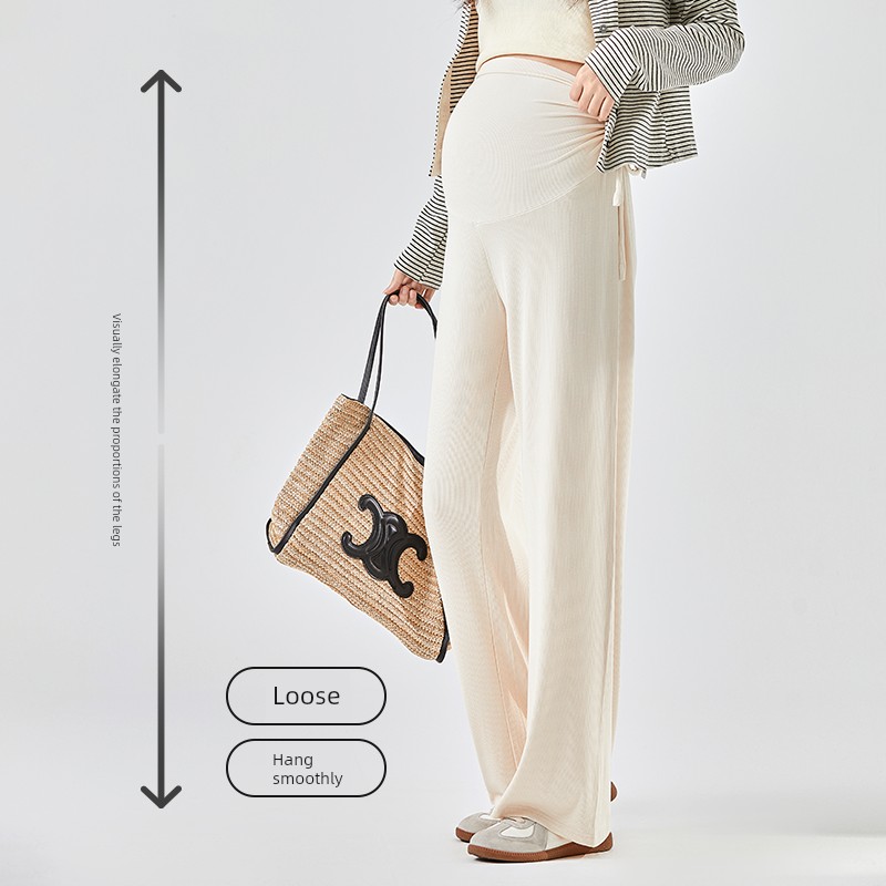 Maternity Pants, Wide-Leg Pants, Summer Thin Style, Outerwear, 2026 New Autumn Style, Long Pants, Late Pregnancy, Non-Tightening on the Belly, Casual — 3