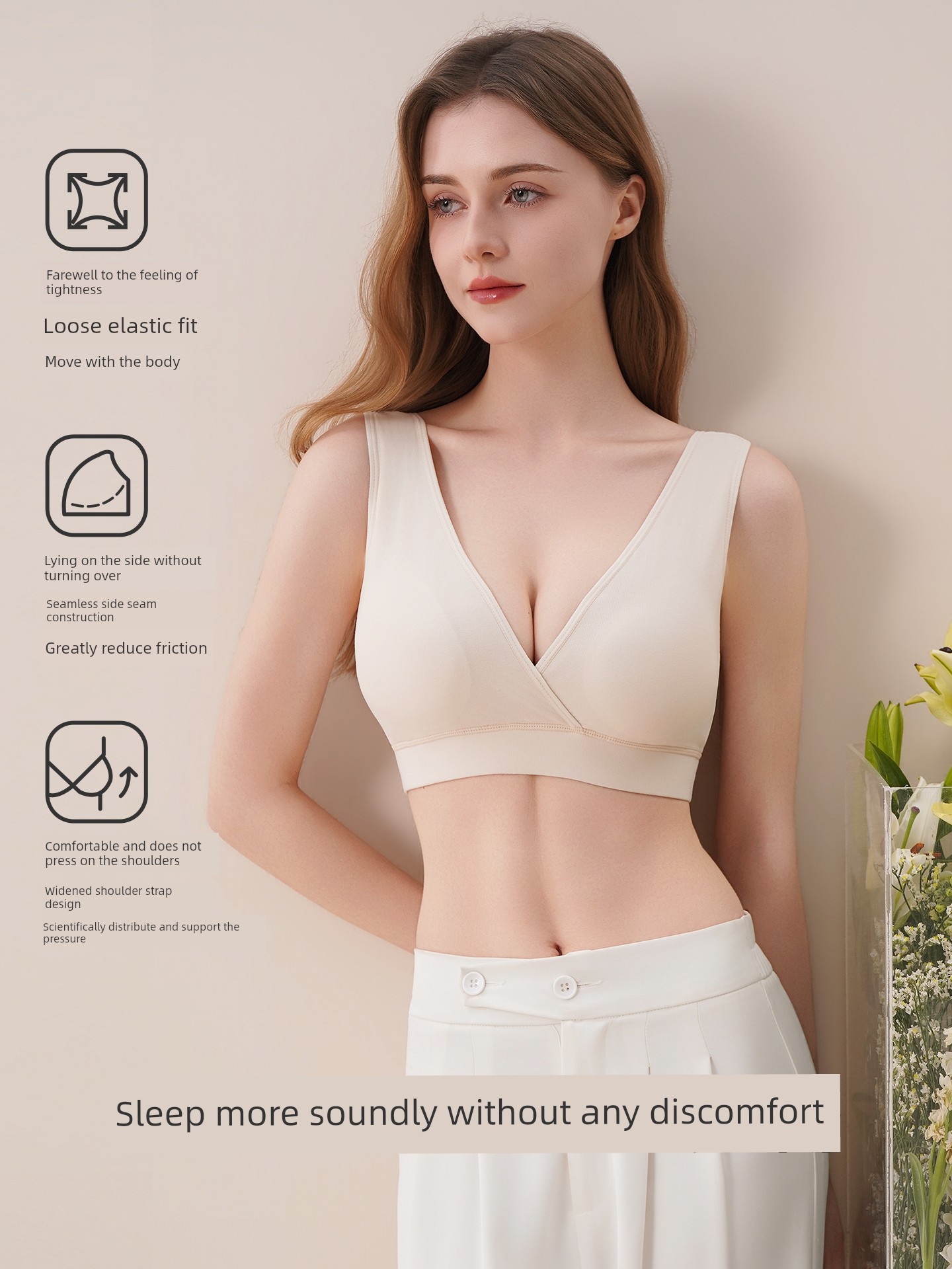 Pure Cotton Nursing Bra, Sleep-Friendly Maternity Bra, Vest-Style Postpartum Breastfeeding Bra, Suitable for Sleeping, Anti-Sagging, Thin Style — 4